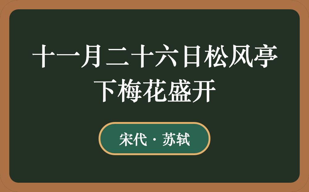 十一月二十六日松风亭下梅花盛开