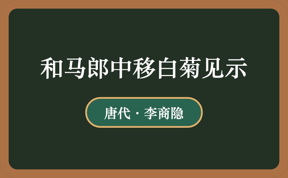 和马郎中移白菊见示