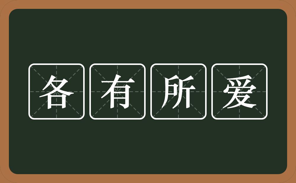 各有所爱的近义词/反义词
