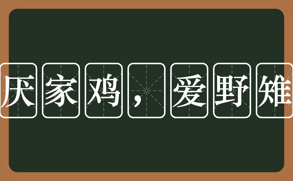 厌家鸡，爱野雉的意思？厌家鸡，爱野雉是什么意思？