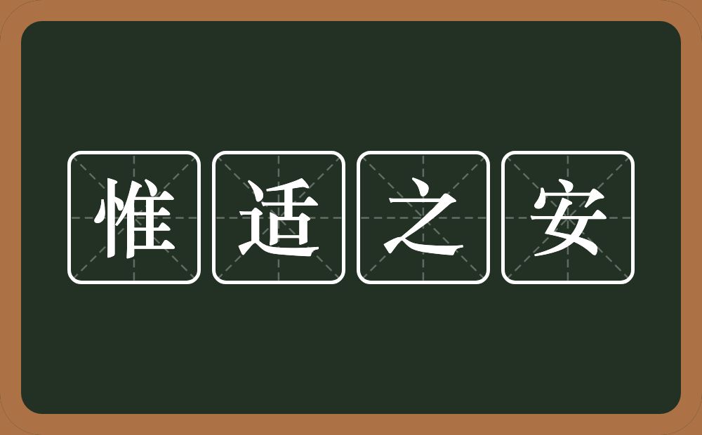 惟适之安的意思？惟适之安是什么意思？