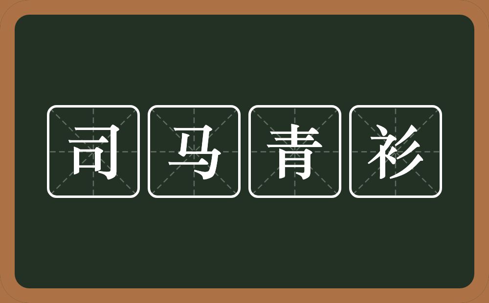 司马青衫的意思？司马青衫是什么意思？