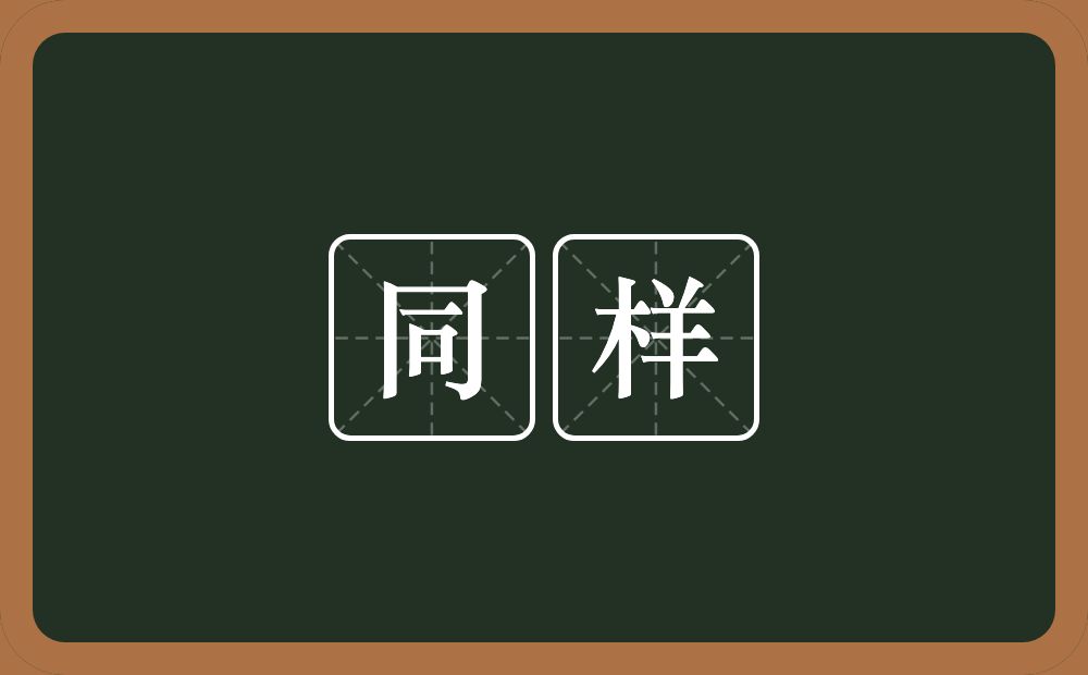 同样的意思?同样是什么意思?