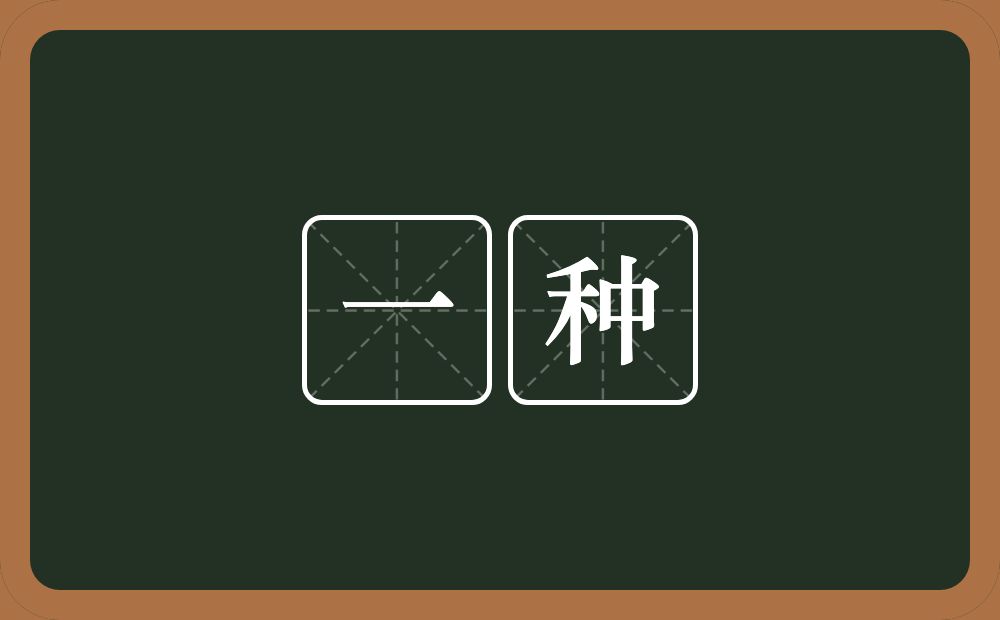 一种的意思?一种是什么意思?